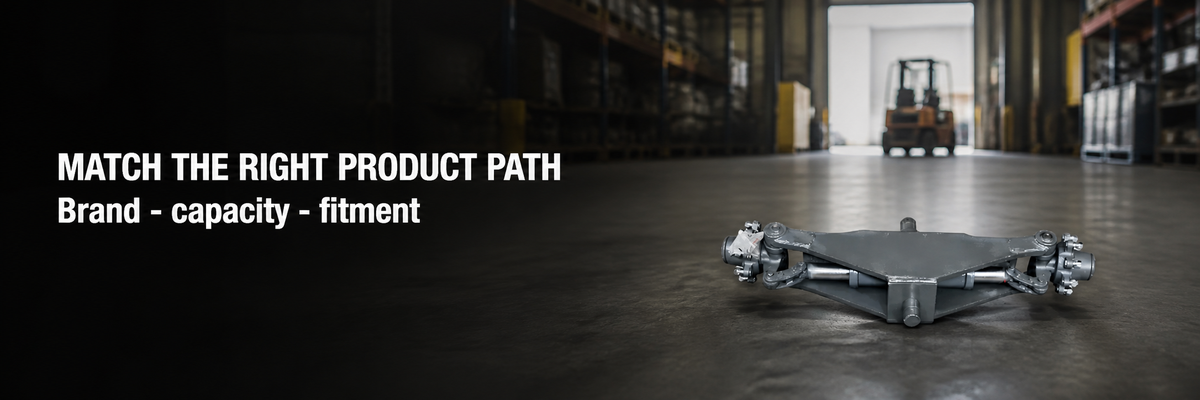 HELI complete forklift steering axle assembly in a warehouse service setting