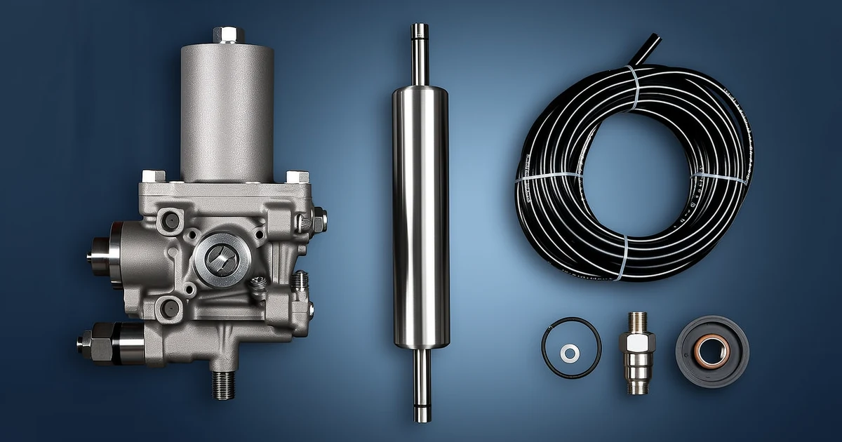 Forklift hydraulic gear pump, lift cylinder and braided hose assembly