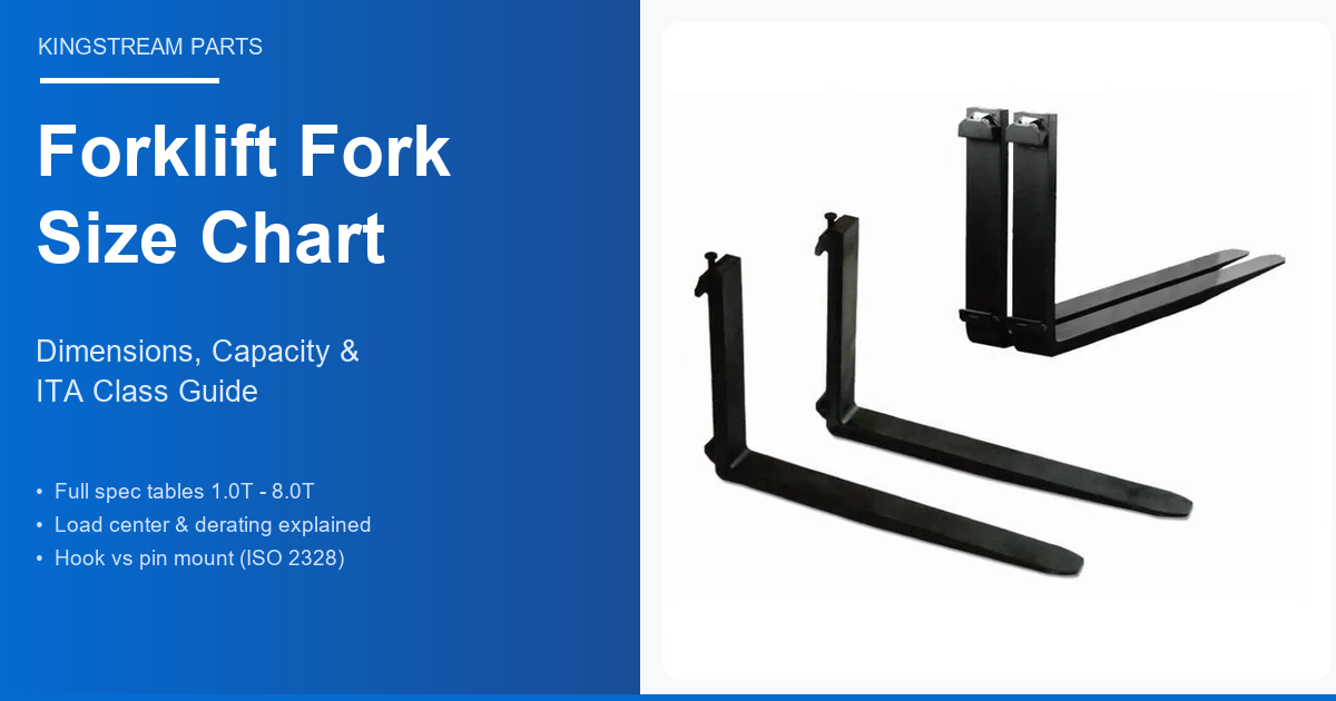 Forklift fork size chart: section size, length and load center