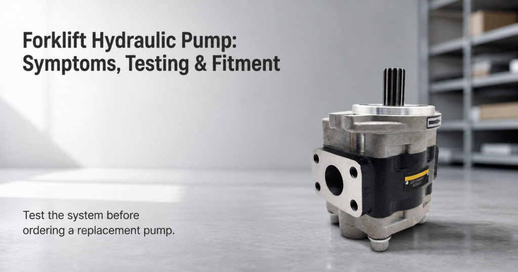Forklift hydraulic pump SGP1A25 product image with testing guidance
