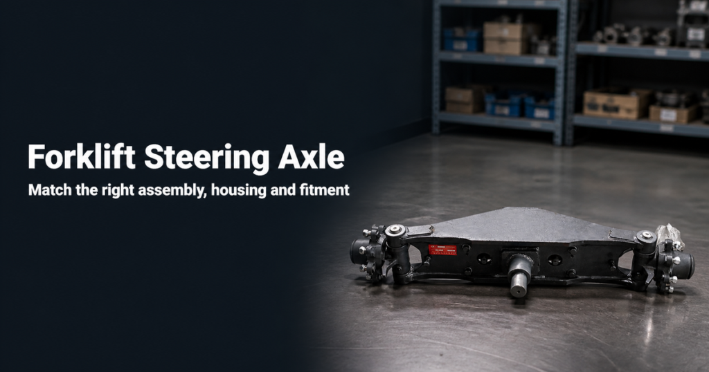 Forklift steering axle assembly for brand, model and fitment matching