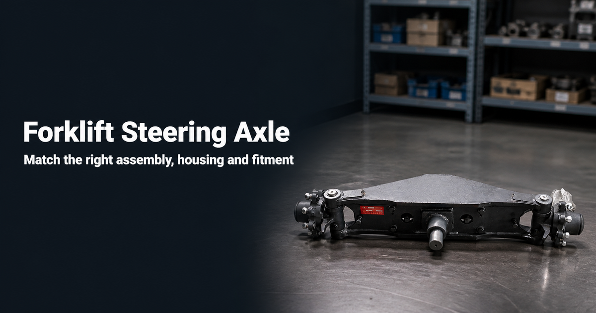 Forklift steering axle assembly for brand, model and fitment matching